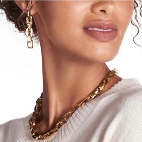 Eddie Borgo Supra Chain Link 12K Gold Finished Earrings New With Tags MSRP $250 - Picture 3 of 10